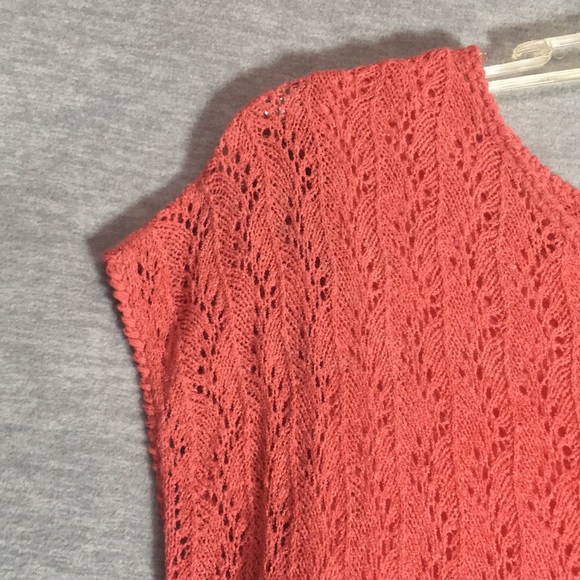 COLDWATER CREEK Crochet Lace Top with Full Tank Top UnderDeep Peach Color - Picture 6 of 16